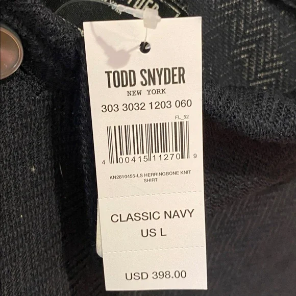 Todd Snyder LS Herrington Knit Navy Shirt Sz Large.  NWT - Picture 2 of 6